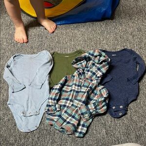 Carter's Blue and Green Bodysuits Set